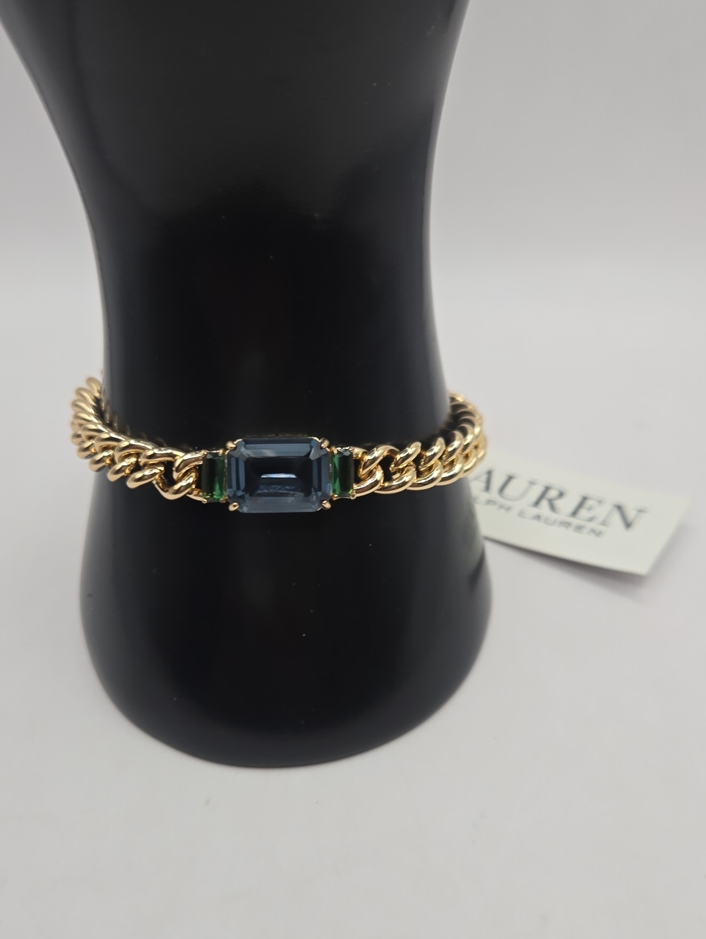 NEW Lauren Ralph Lauren Gold Bracelet with Blue and Green Stones